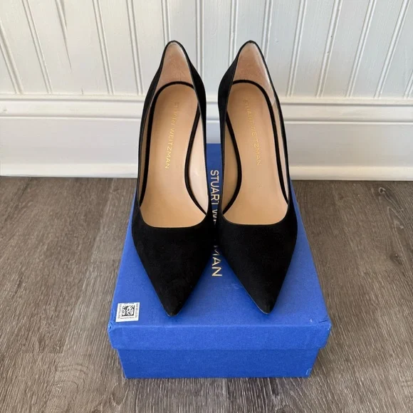 STUART WEITZMAN Black Suede STUART POWER PUMP 85 - Picture 3 of 10